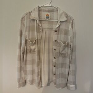 C&C California Women’s Cream plaid Button Down Shirt